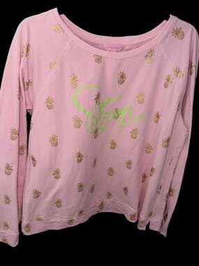 Lilly Pulitzer Sun Days Pineapple Pullover Sweatshirt Pink Size L
